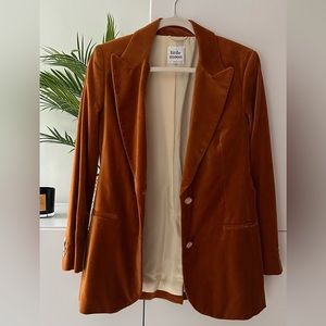 Burnt orange velvet blazer / Little Moon (Aritzia)